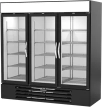product of Beverage Air MMRR72HC-1-B-BW 75" Dual Temp 3 Glass Door Merchandiser in Black, 65.47 cu. ft.