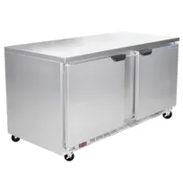 product of Beverage Air WTF60AHC-FLT 60" 2-Solid Door Worktop Freezer, Stainless Steel Exterior, 14.4 cu. ft.