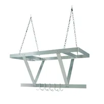 product of BK Resources BK-CM48PR 40" Stainless Steel Triple Bar Ceiling Hung Pot Rack w/ 24 Double Prong Hooks