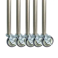 product of BK Resources BKLC-S-34-PS6 Stainless Steel Folding Table Legs with Casters, 33-1/4"H, 16GA T-304