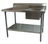 product of BK Resources BKMPT-3048S-RHD 48" Work Table with Prep Sink, Bowl On Right - 18 Gauge