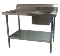 product of BK Resources BKMPT-3060S-RHD 60" Work Table with Prep Sink, Bowl On Right - 18 Gauge