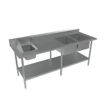 product of BK Resources BKPT-2-3084S-R 84" Work Table with Prep Sink, Bowl On Right - 16 Gauge (2+1 Sinks)