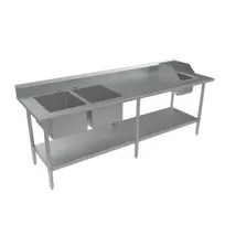 product of BK Resources BKPT-2-3096S-L 96" Work Table with Prep Sink, Bowl On Left - 16 Gauge (2+1 Sinks)