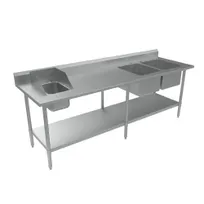 product of BK Resources BKPT-2-3096S-R 96" Work Table with Prep Sink, Bowl On Right - 16 Gauge (2+1 Sinks)