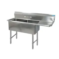 product of BK Resources BKS-2-24-14-24RS 74" Two Compartment Sink, 24"W x 24"L Bowl w/Right-Hand Drainboard
