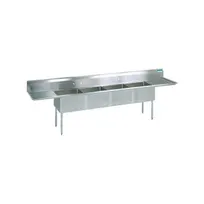 product of BK Resources BKS-4-1620-14-18T 100" (4) Compartment Sink, 16"W x 20"L Bowl With 2 Drainboards
