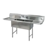product of BK Resources BKS6-2-24-14-24TS 99" Two Compartment Sink, 24"W x 24"L Bowl With 2 Drainboards