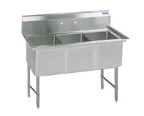 product of BK Resources BKS6-3-18-14S 59" Three Compartment Sink, 18"W x 18"L Bowl Without Drainboard