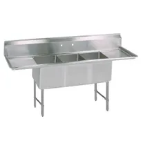 product of BK Resources BKS6-3-1824-14-18TS 93" Three Compartment Sink,18"W x 24"L Bowl With 2 Drainboards