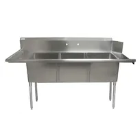 product of BK Resources BKSDT-3-1820-14-LS 72" Dishtable with Potsinks, Left Drainboard, 3 Bowls, Soiled