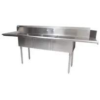 product of BK Resources BKSDT-3-20-12-20LSPG 100" Dishtable with Potsinks, Left Drainboard, 3 Bowls, Soiled