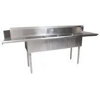 product of BK Resources BKSDT-3-20-12-20RSPG 100" Dishtable with Potsinks, Right Drainboard, 3 Bowls, Soiled