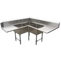 product of BK Resources BKSDT-CO3-2012-LS 65" Dishtable with Potsinks, Left Drainboard, 3 Bowls, Soiled