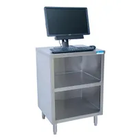 product of BK Resources CST-2424-2H Point of Sale Work Station, 24"W x 24"D x 34-3/4"H, Stainless Steel, Adjustable Shelf, Cord Management