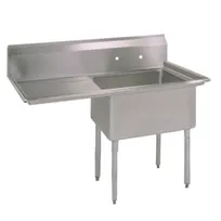 product of BK Resources ES-1-18-12-18L 38" One Compartment Sink, 18"W x 18"L Bowl With Left-Hand Drainboards