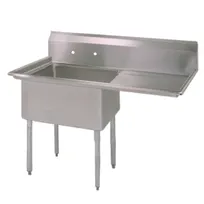 product of BK Resources ES-1-18-12-18R 38" One Compartment Sink, 18"W x 18"L Bowl With Right-Hand Drainboards