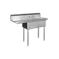 product of Blue Air BS2-18-12/L Two Compartment Sink, 18"W x 18"L Bowl w/Left-Hand Drainboard