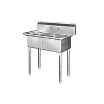product of Blue Air BS2-18-12/N Two Compartment Sink, 18"W x 18"L Bowl Without Drainboard