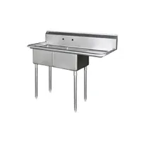 product of Blue Air BS2-18-12/R Two Compartment Sink, 18"W x 18"L Bowl w/Right-Hand Drainboard