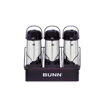 product of BUNN 25371.0003 APR-3 Airpot Rack, Holds 3 Push Button Airpots, Sponge Lined Tray, Stainless Steel