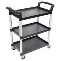 product of Cambro BC331KD110 Black Polyethylene 3-Shelf Service Cart w/ 300 lb Capacity