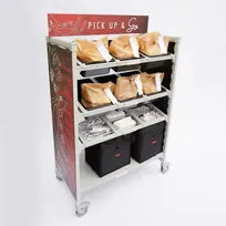 product of Cambro CPM244867FX2480 Mobile Flex Station Display Rack w/ (3) Open Shelves & (1) Solid Shelf