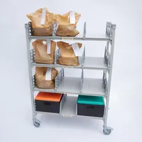 product of Cambro CPM244875FX4480 Mobile Flex Station Display Rack w/ (4) Solid Shelves, Steel/Poly