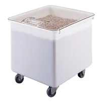 product of Cambro IB32148 Mobile Bin, 32‑Gallon White Polyethylene, Sliding Cover, Four 3" Casters, NSF