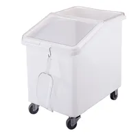 product of Cambro IBS37148 Mobile Bin, 37‑Gallon White Polyethylene, Sliding Lid, Front S‑Hook, 3″ Casters, NSF