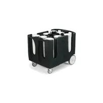 product of Carlisle ADD603 Optimizer Dish Dolly, 43x28, 300 Plates, 6 Compartments, Black Polyethylene, NSF