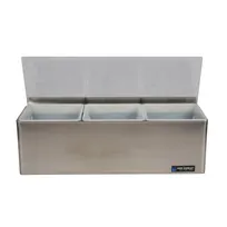 product of Carlisle B6183L EZ-Chill Garnish Center, 18"W x 5-3/8"D x 5-7/8"H, 3-Compartment, Stainless Steel
