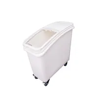 product of CAC China IBIN-21 - 21 Gal. Mobile Bin, White Plastic, Sliding Lid, 3" Casters, 1 Scoop - 1/Set