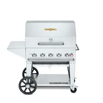 product of Crown Verity CV-MCB-36PKG-NG 36" Mobile Natural Gas Outdoor BBQ Grill/Charbroiler, Roll Dome Pkg