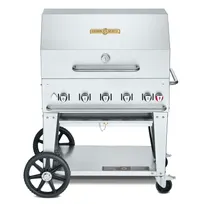 product of Crown Verity CV-MCB-36RDP-NG 36" Natural Gas Outdoor Grill/Charbroiler, Roll Dome Pkg, 79.500 BTU