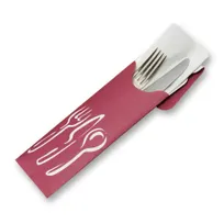 product of Dinex DXCTCAD80061 Cutlery Caddy, Paper Sleeve Flap, 16" x 16" Napkin, Utensils, Cranberry - 1/Pack