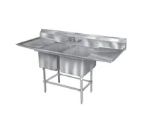 product of Eagle Group FN2448-2-18-14/3 88" Two Compartment Sink, 24"W x 24"L Bowl With 2 Drainboards