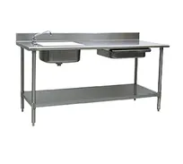 product of Eagle Group PT 3084 84" Prep Table Sink Unit, Bowl on Left with Drawer & Faucet - 14 Gauge