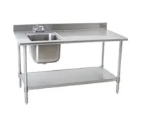product of Eagle Group T3096SEB-BS-E23R-X 96" Prep Table Sink Unit, Bowl on Right & Faucet / 16 Gauge - Flyer