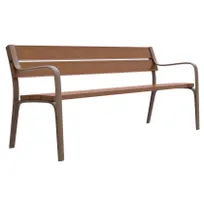 product of emu U301 Citizen Outdoor Bench w/ Tropical Wood Back & Seat - Cast Iron Frame