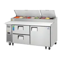product of Everest EPPR2-D2 71" 2-Section Refrigerated Pizza Prep Table w/ 2 Drawers & 1 Door