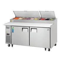 product of Everest EPPR2 71" 2-Section Refrigerated Pizza Prep Table w/ 2 Doors, (9) 1/3 Size Pans