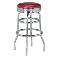 product of G & A 144 Classic Swivel Bar Stool, 30" Height, Backless, Upholstered Seat, 18‑Gauge Steel Frame, Glides