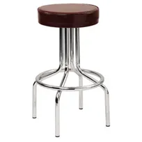 product of G & A 1447 Swivel Bar Stool, 30" Height, 14" Seat, Backless, Vinyl, Chrome Frame, 18‑Gauge Steel, Glides