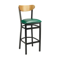 product of G & A 611PS Santos Barstool, Veneer Back, Upholstered Padded Seat, 18 Gauge Steel Frame, Black Matte Finish, Footrest, Armless, Standard Height