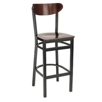 product of G & A 611VS Santos Barstool with Veneer Back and Seat, 18 Gauge Steel Frame, Black Matte Finish, Footrest, Armless, Standard Height