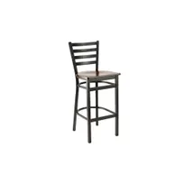 product of G & A 613-B RS Dante Barstool, Ladder Back, Reclaimed Wood Seat, 18 Gauge Steel Frame, Black Matte Finish, Footrest, Welded Joint