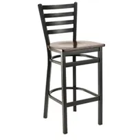 product of G & A 613-B SS Dante Barstool, Ladder Back, Solid Wood Saddle Seat, Black Powder Coated 18 Gauge Steel Frame, Non-Marring Floor Glides