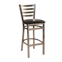 product of G & A 613-D PS Dante Barstool, Ladder Back, Upholstered Padded Seat, 18 Gauge Steel Frame, Distressed Finish, Armless, Metal Back, Non-Marring Floor Glides