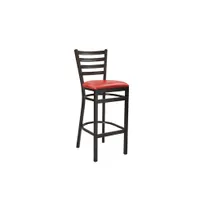 product of G & A 613-W PS Dante Barstool, Ladder Back, Upholstered Padded Seat, Walnut Finish, 18 Gauge 1-1/4" Steel Frame, Footrest, Non-Marring Floor Glides